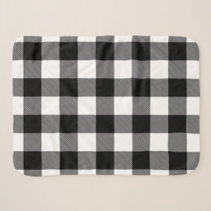 black and white lumberjack plaid sherpa blanket