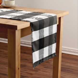 Black and White Lumberjack Plaid Short Table Runner