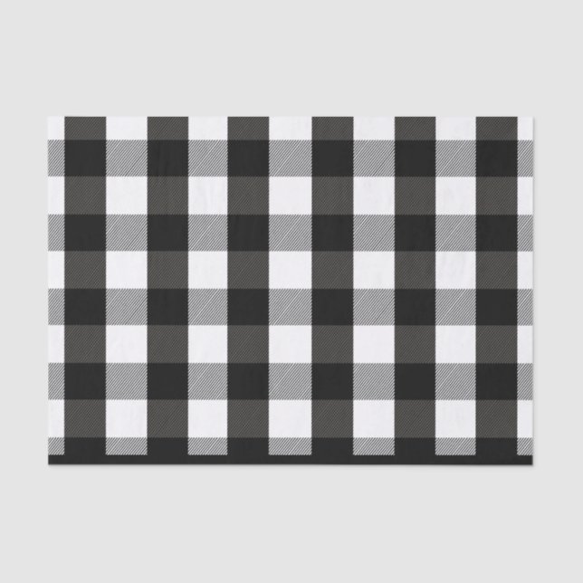Black and White Lumberjack Plaid Tissue Paper (Front)