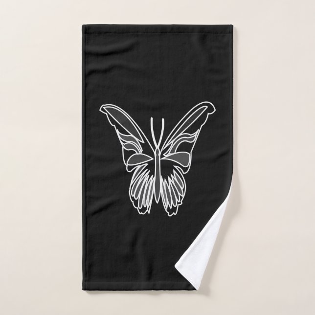 Black and White Luna Moth Butterfly Hand Towel (Hand Towel)
