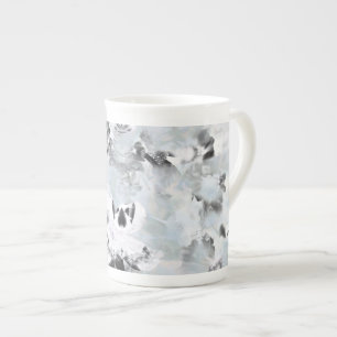 Black and white luxurious abstract modern art bone china mug
