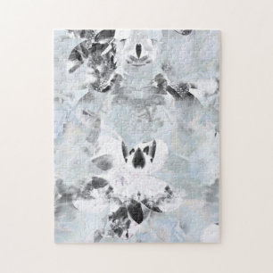 Black and white luxurious abstract modern art jigsaw puzzle