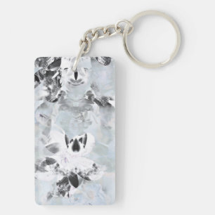 Black and white luxurious abstract modern art key ring