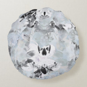 Black and white luxurious abstract modern art round cushion