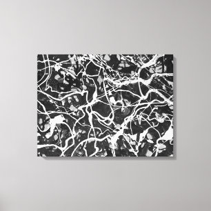 BLACK AND WHITE LVII - Action painting -Abstract- Canvas Print