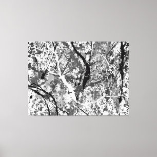 BLACK AND WHITE LXIII - Action painting -Abstract- Canvas Print