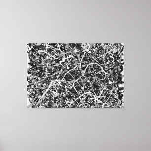 BLACK AND WHITE LXIX - Action painting -Abstract- Canvas Print