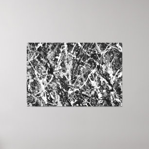 BLACK AND WHITE LXXII - Action painting -Abstract- Canvas Print