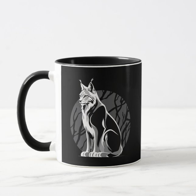 Black And White Lynx Mug (Left)