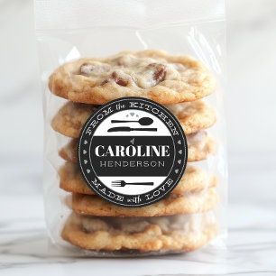 Black and White Made With Love Food Gift Classic Round Sticker