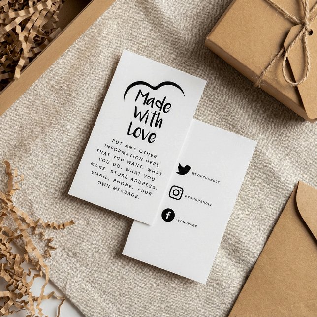 Black and white made with love heart Silhouette Enclosure Card (Black and white made with love heart Silhouette Enclosure Card.)