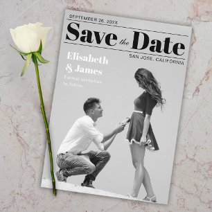 Black and White Magazine Cover Photo & Typography  Save The Date