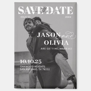 Black and White Magazine Cover Photo Wedding Magnet