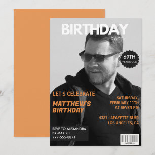 Black and white Magazine Editorial 69th birthday Invitation