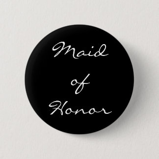 Black and White Maid of Honour Button
