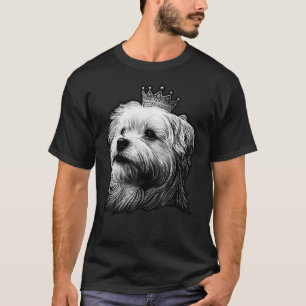 Black and White Maltese Dog on Crown Maltese dog T-Shirt