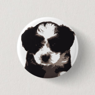 Black and White Maltese Puppy Dog 3 Cm Round Badge