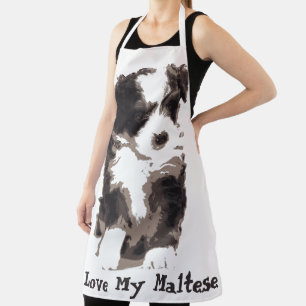 Black and White Maltese Puppy Dog Apron