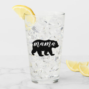 Black and White Mama Bear Glass