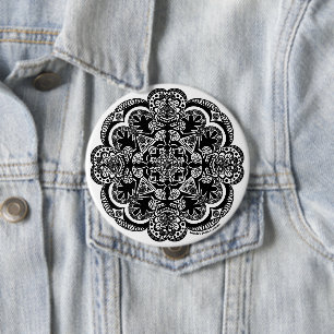 Black and White Mandala 10 Cm Round Badge