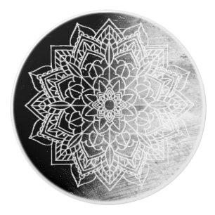 Black and white Mandala Ceramic Knob