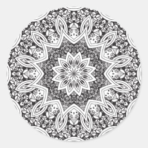 Black and White Mandala Classic Round Sticker