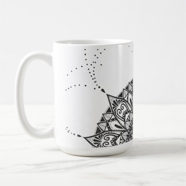 Black and white mandala coffee mug  (Left)