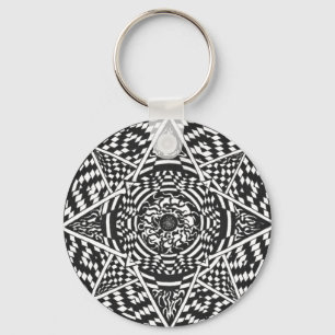 Black and white mandala design key ring