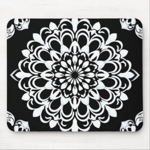 Black and White Mandala Design Mouse Mat