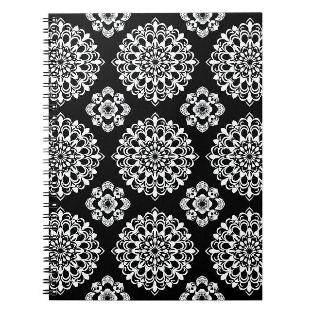 Black and White Mandala Design Notebook (Front)