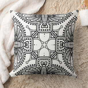 Black and White Mandala Frame Pattern Cushion