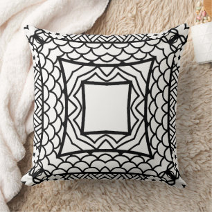 Black and White Mandala Frame Pattern Cushion