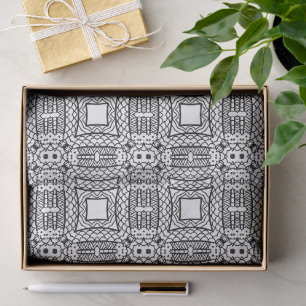 Black and White Mandala Frame Pattern Tissue Paper