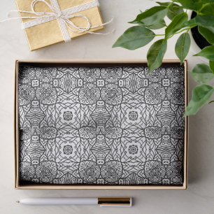 Black and White Mandala Frame Pattern Tissue Paper