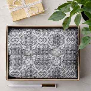 Black and White Mandala Frame Pattern Tissue Paper