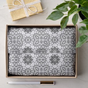 Black and White Mandala Frame Pattern Tissue Paper