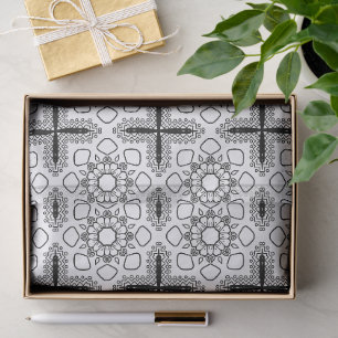 Black and White Mandala Frame Pattern Tissue Paper