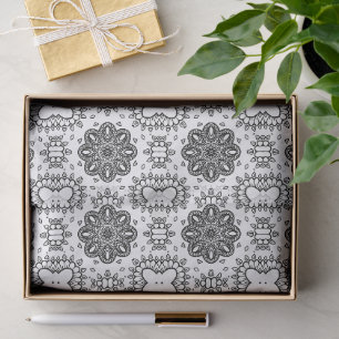 Black and White Mandala Frame Pattern Tissue Paper