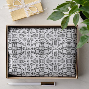 Black and White Mandala Frame Pattern Tissue Paper