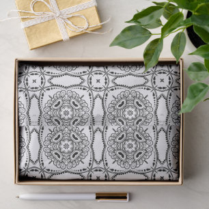 Black and White Mandala Frame Pattern Tissue Paper