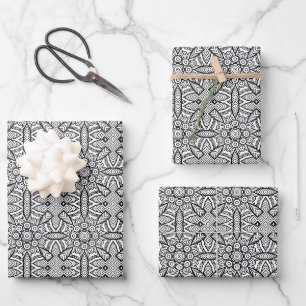 Black and White Mandala Frame Pattern Wrapping Paper Sheet