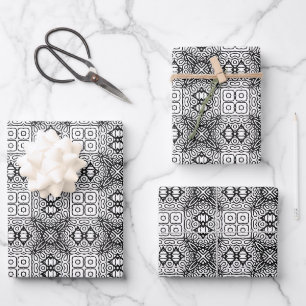 Black and White Mandala Frame Pattern Wrapping Paper Sheet