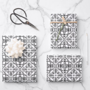 Black and White Mandala Frame Pattern Wrapping Paper Sheet
