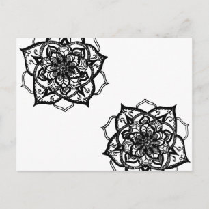 Black and White Mandala Inspired Design Postcard