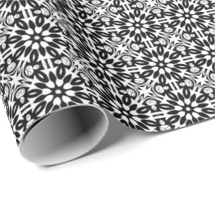 Black and White Mandala lines Pattern 3 Wrapping Paper