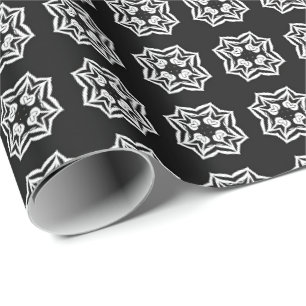 Black and White Mandala lines Pattern 8 Wrapping Paper