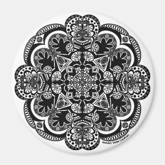 Black and White Mandala Magnet