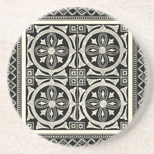 Black and White Mandala Motif by Vision Studio Coaster (Front)