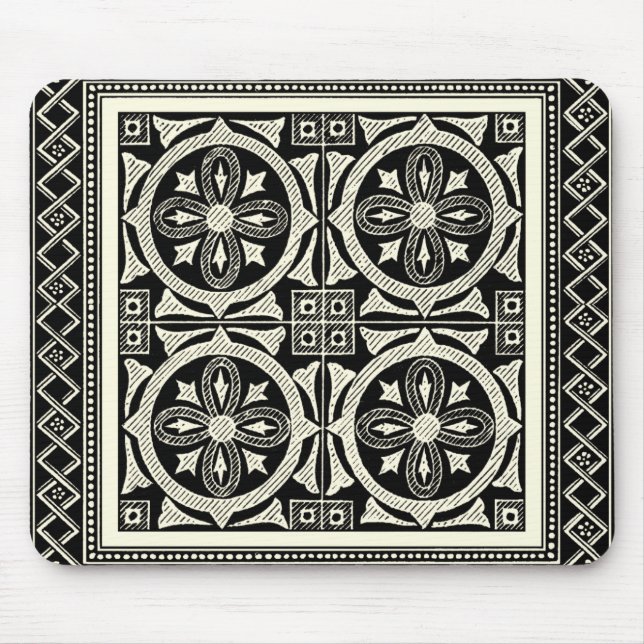Black and White Mandala Motif by Vision Studio Mouse Mat (Front)