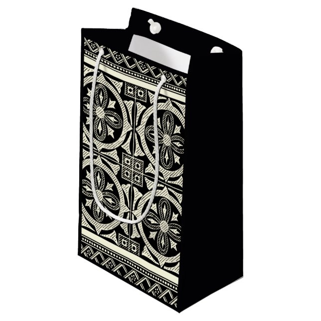 Black and White Mandala Motif by Vision Studio Small Gift Bag (Front Angled)